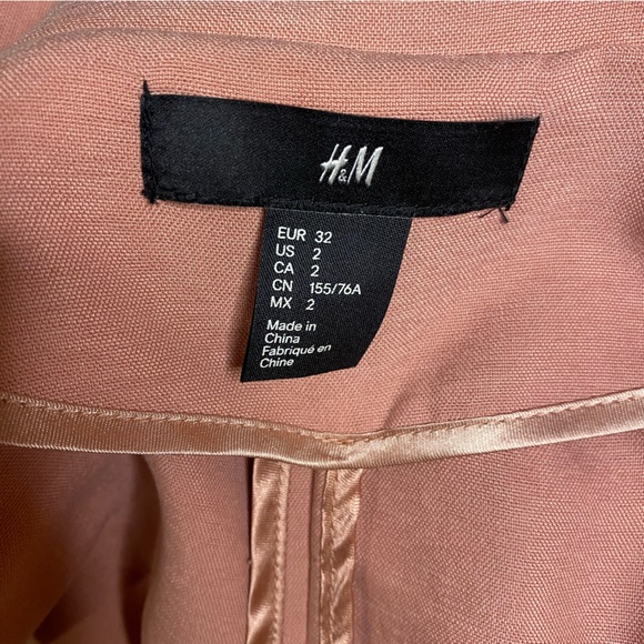 H&M Salmon Pink Open Front Blazer Jacket Size US 2 - Picture 7 of 7